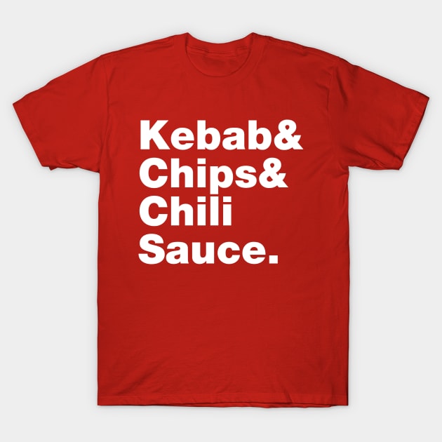 Kebab & Chips & Chili Sauce. T-Shirt by tinybiscuits